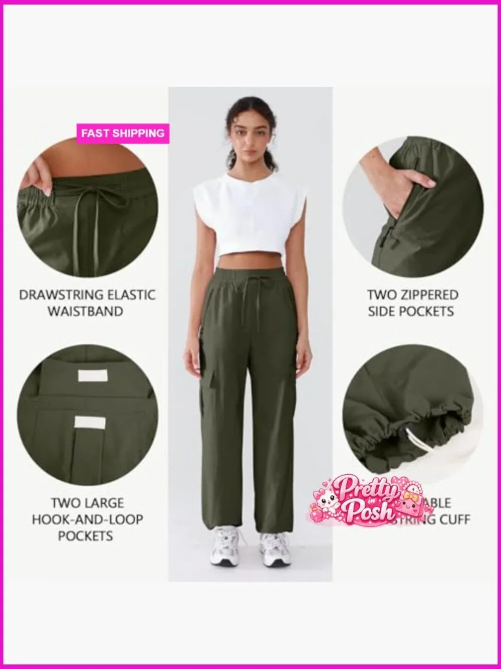 Lightweight Quick Dry Water Resistant Cargo Pants with Zipper Pockets